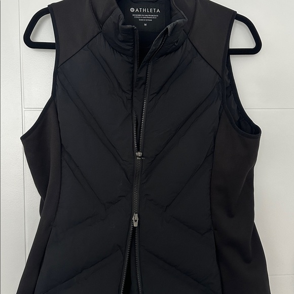 Athleta Inlet Goose Down Puffer Vest Black Medium Lightweight Zip - Picture 13 of 16